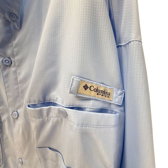Columbia PFG Light Blue Shirt XXL Vented Button Up Pockets Fishing Outdoor - Picture 3 of 10